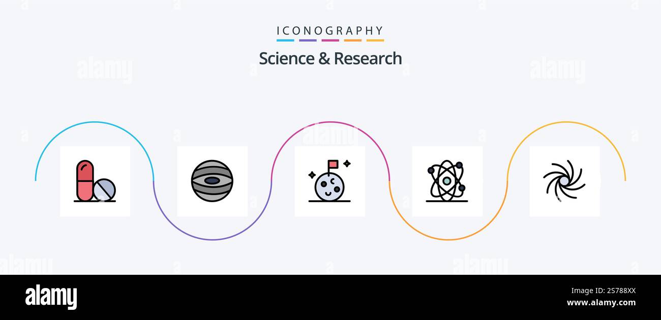 Science Line Filled Flat 5 Icon Pack Including . space. universe ...