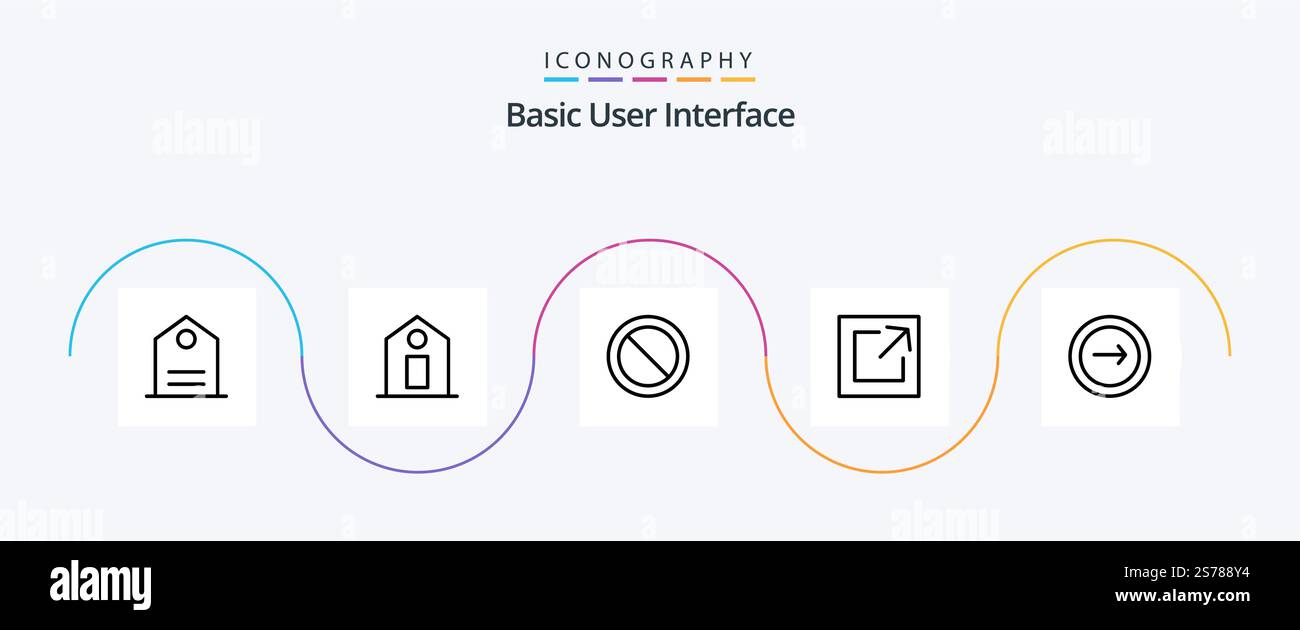 Basic Line 5 Icon Pack Including navigation. interface. basic. share Stock Vector