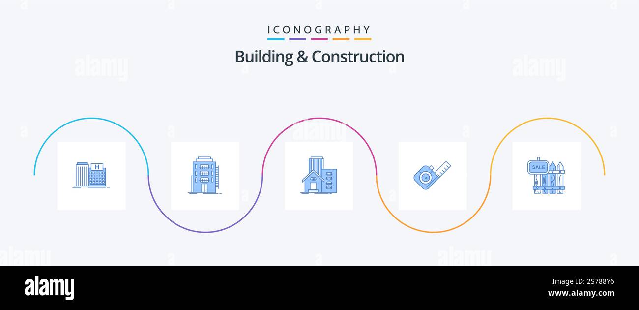Building And Construction Blue 5 Icon Pack Including tape. measure ...