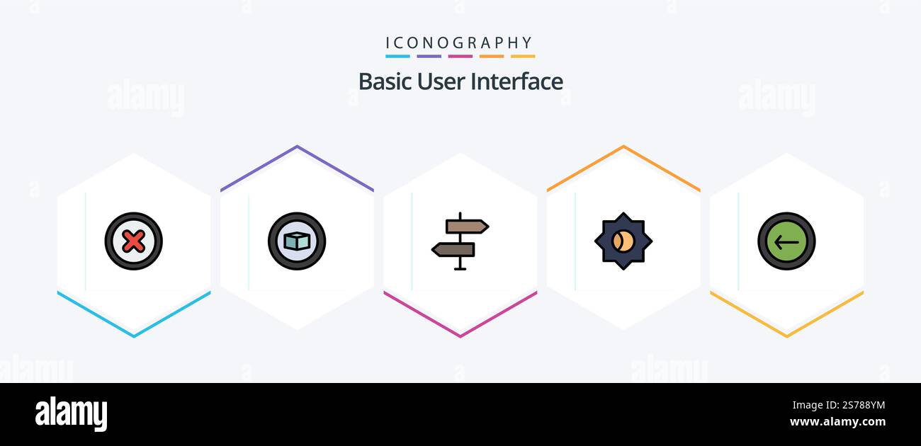 Basic 25 FilledLine icon pack including basic. application. arrows. ui. basic Stock Vector