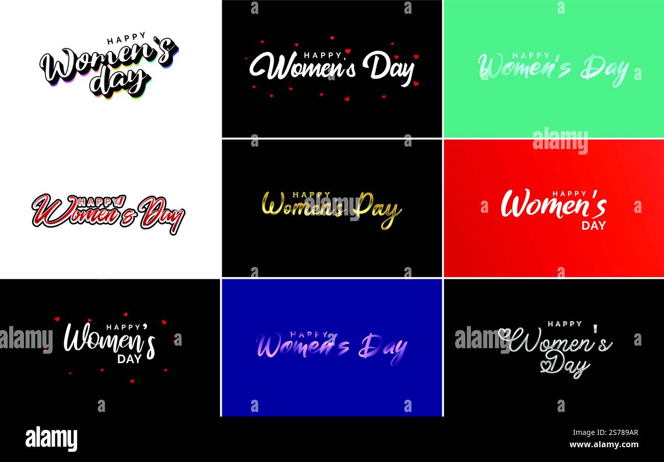 Women Sign For Lettering Happy Woman’s Day handwritten lettering set for use in greeting or ...