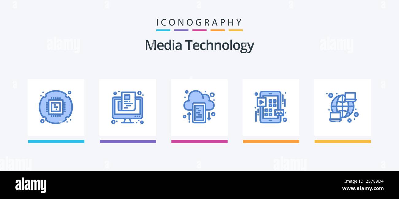 Media Technology Blue 5 Icon Pack Including global. ui. screen. menu ...