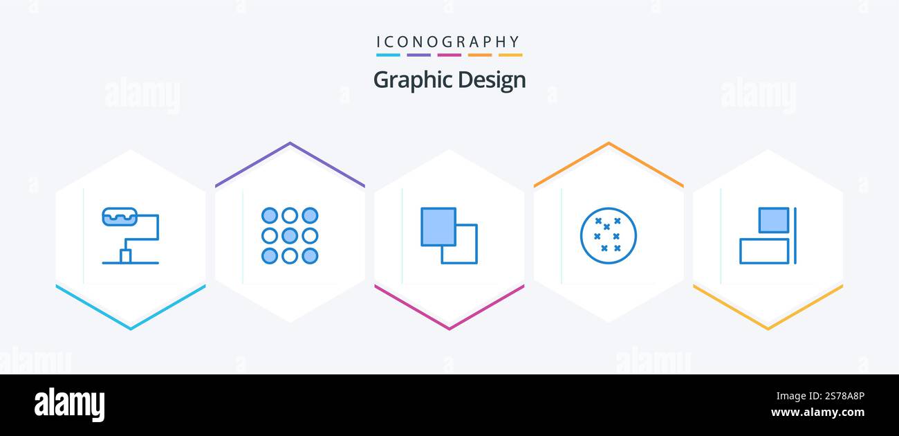 Design 25 Blue icon pack including . align. Stock Vector
