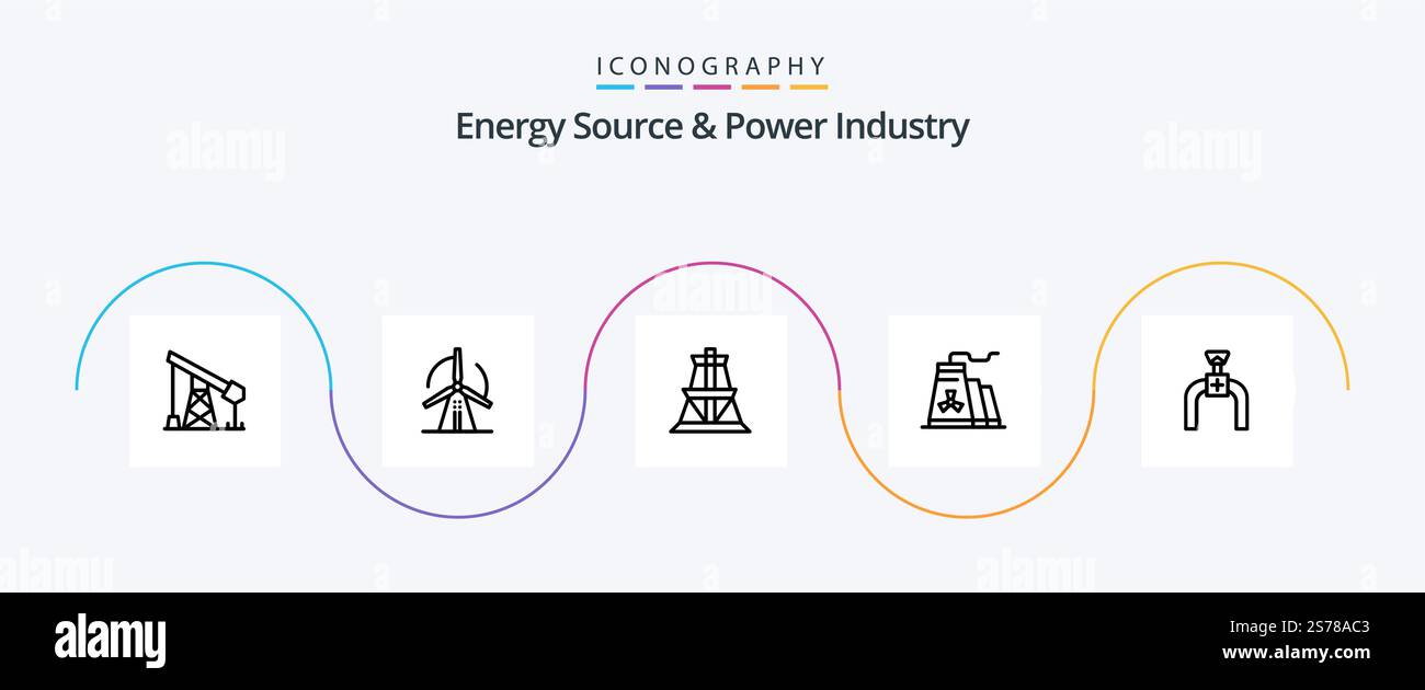 Energy Source And Power Industry Line 5 Icon Pack Including pipe ...