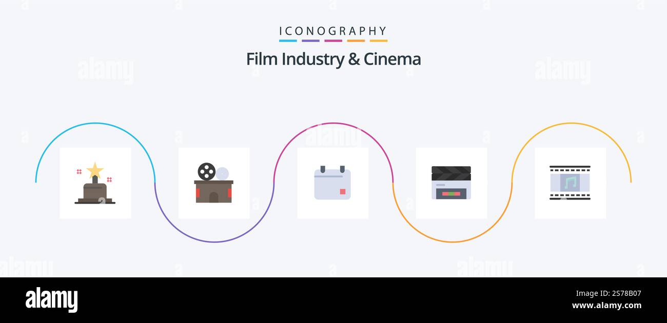 Cenima Flat 5 Icon Pack Including film reel. animation. film. film flap ...