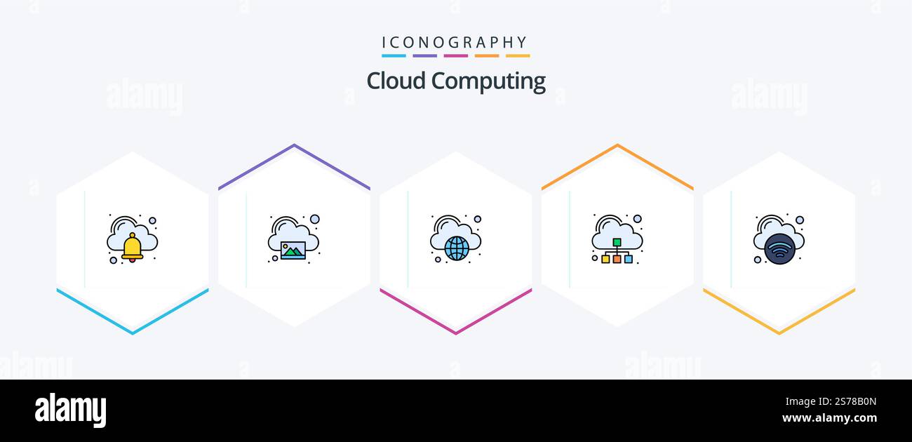 Cloud Computing 25 FilledLine icon pack including internet. cloud computing. server. cloud Stock Vector