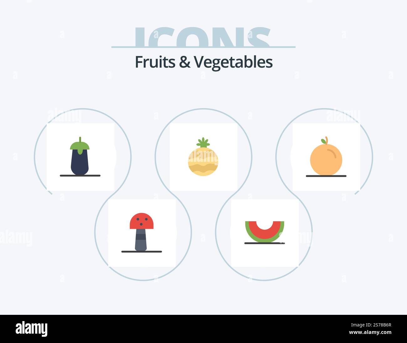 Fruits and Vegetables Flat Icon Pack 5 Icon Design. pulp. fruit ...