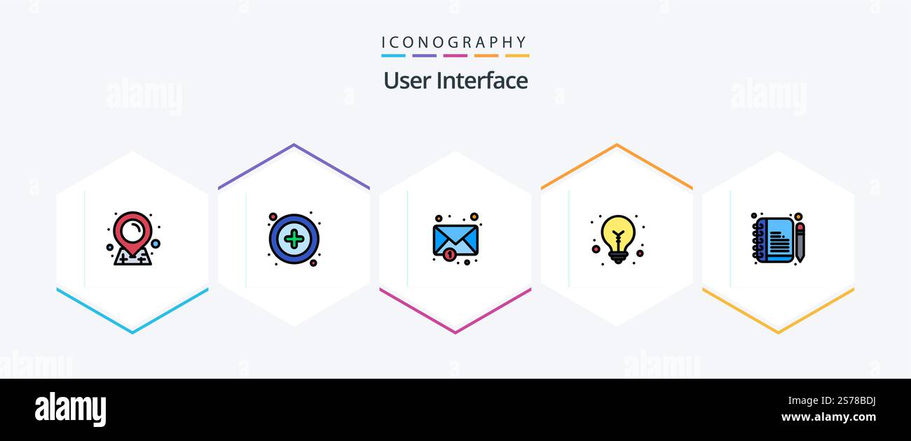 User Interface 25 FilledLine icon pack including . . notification. edit. comment Stock Vector