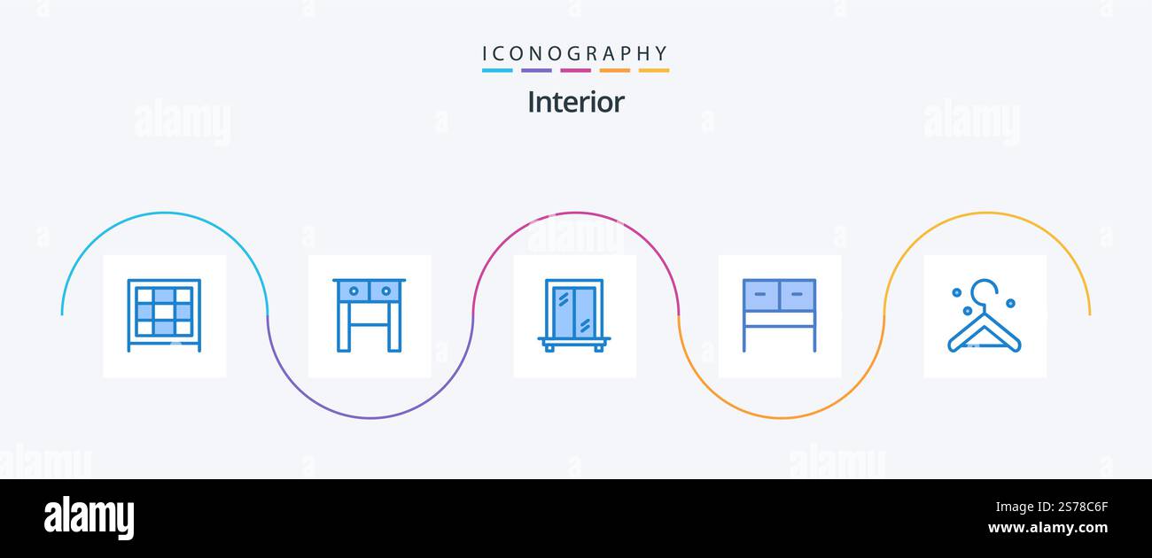 Interior Blue 5 Icon Pack Including . desk. hanger Stock Vector Image ...