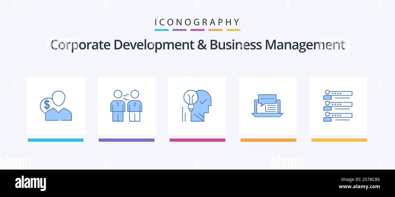 Corporate Development And Business Management Blue 5 Icon Pack ...
