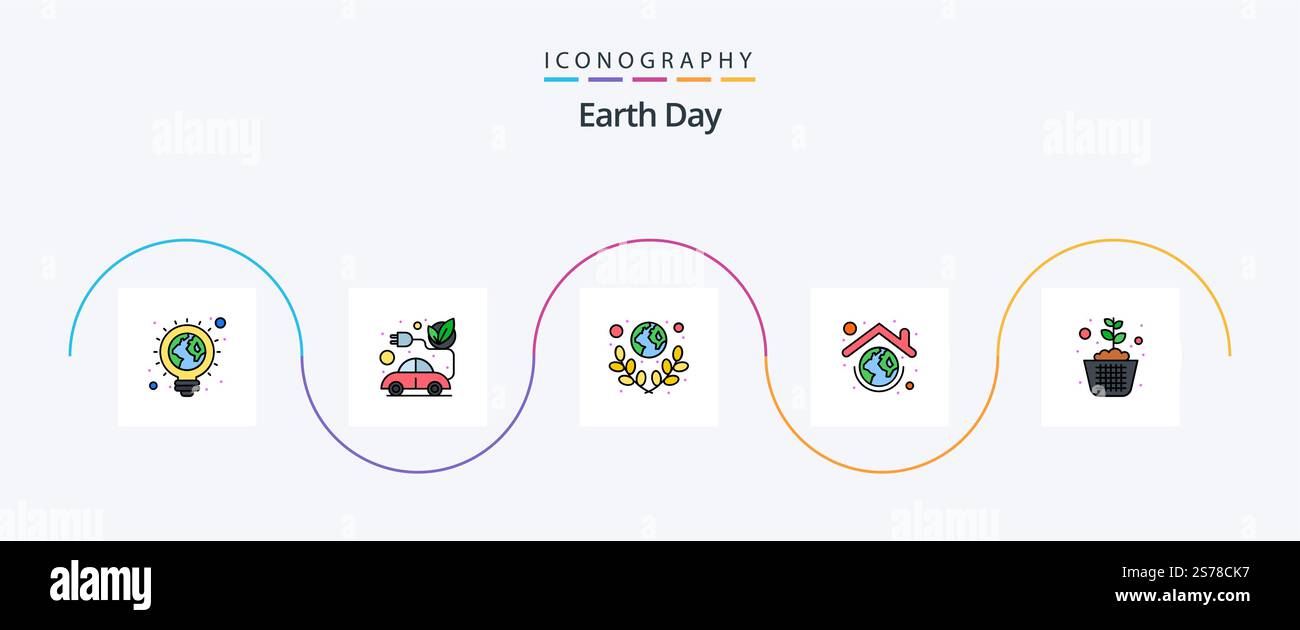Earth Day Line Filled Flat 5 Icon Pack Including green. protection ...