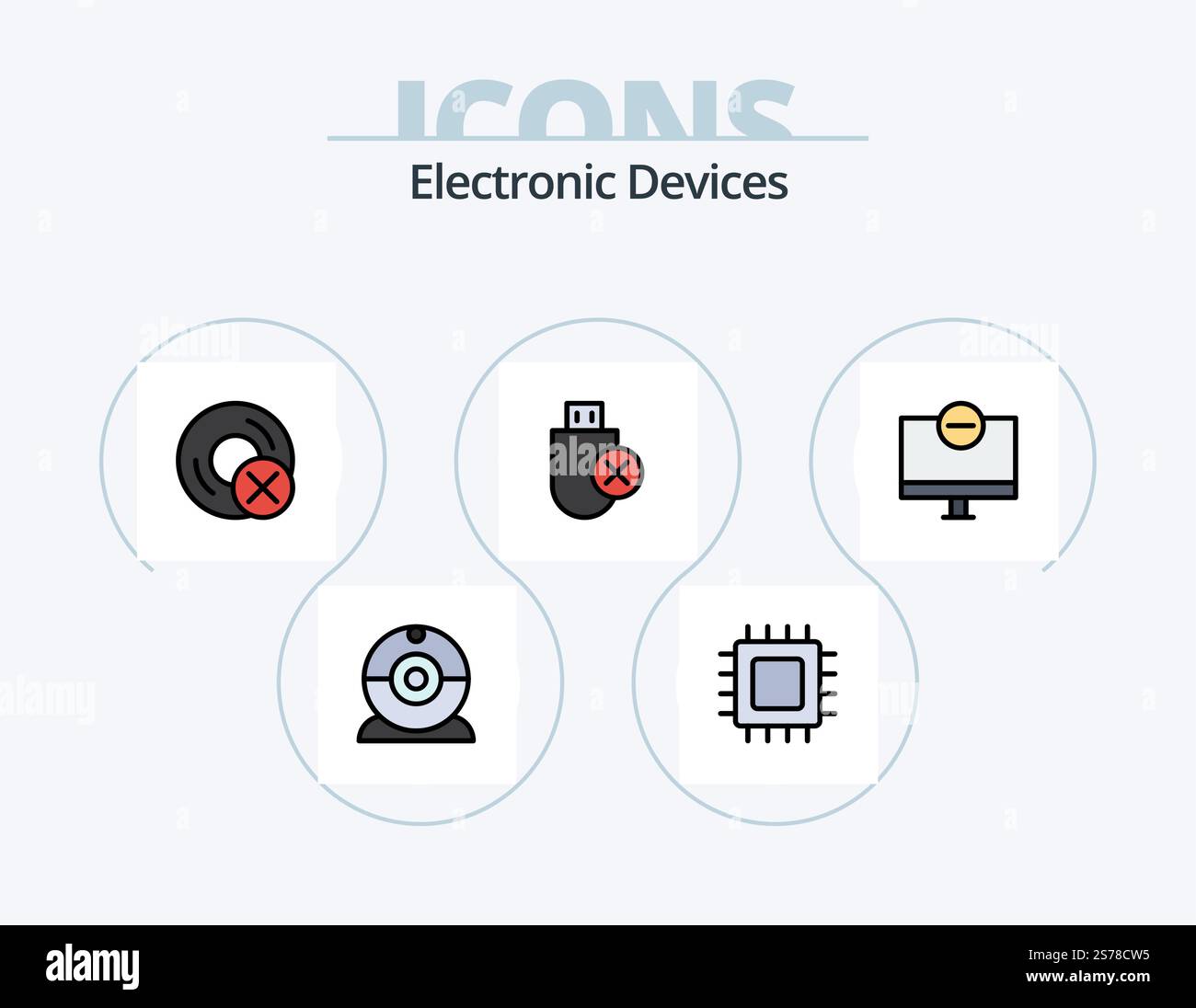 Devices Line Filled Icon Pack 5 Icon Design. hardware. disc. hardware ...
