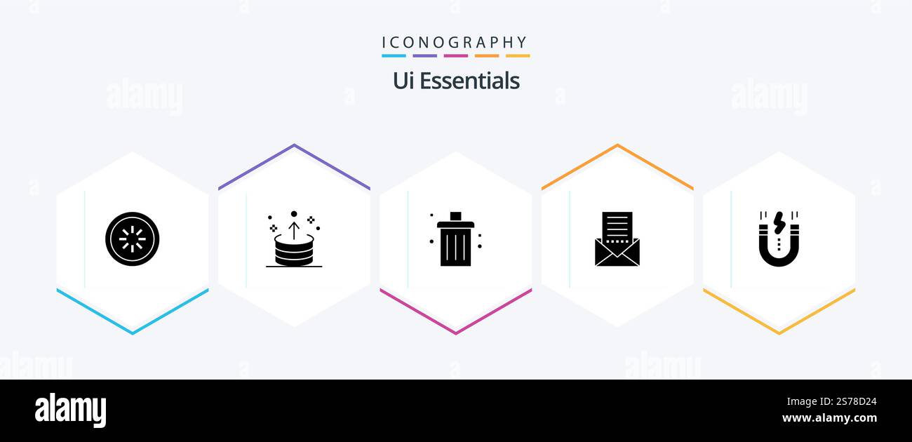 Ui Essentials 25 Glyph icon pack including envelope. communication. ui. remove. delete Stock Vector