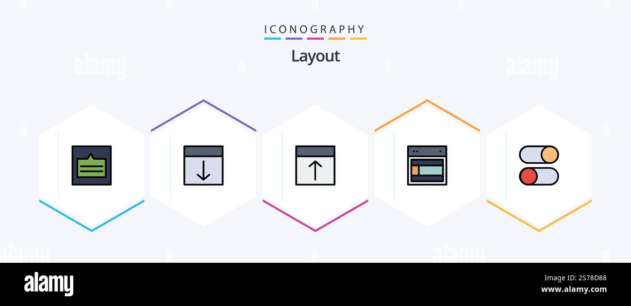 Layout 25 FilledLine icon pack including loading. ellipsis. layout. website. site Stock Vector