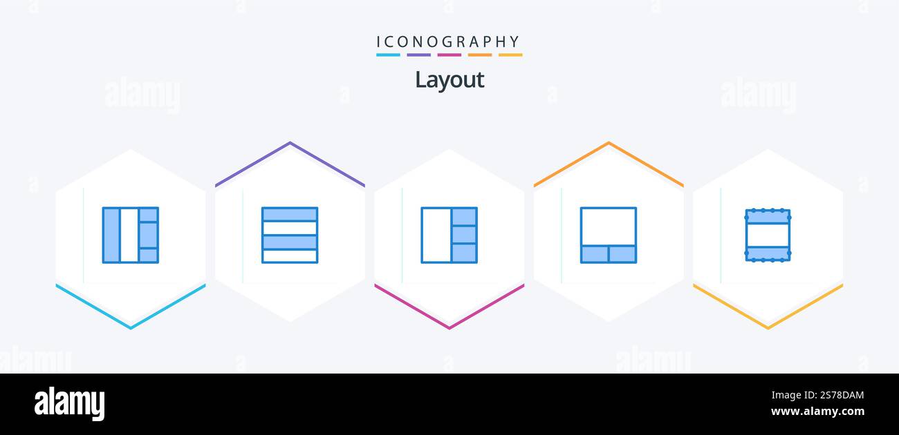 Layout 25 Blue icon pack including . Stock Vector