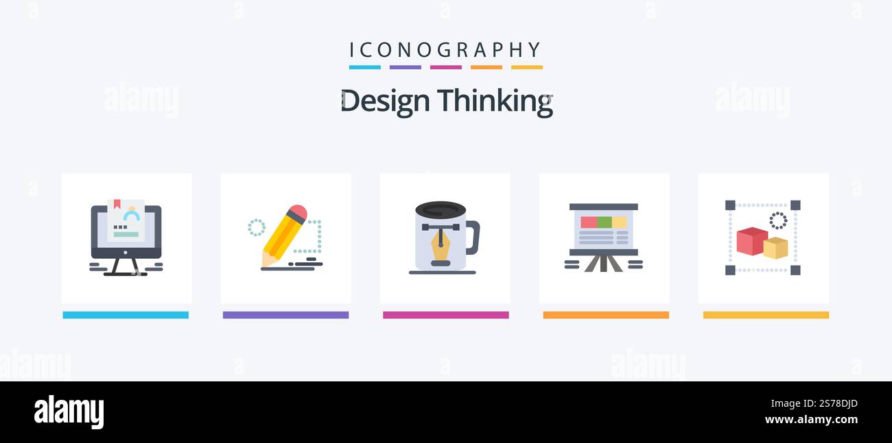 Design Thinking Flat 5 Icon Pack Including presentation. analytics ...