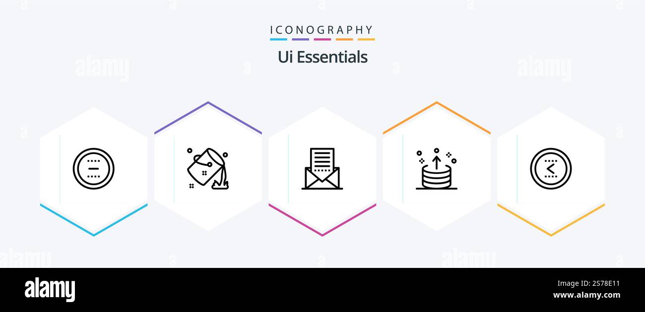 Ui Essentials 25 Line icon pack including export. arrow. fill. letter. envelope Stock Vector