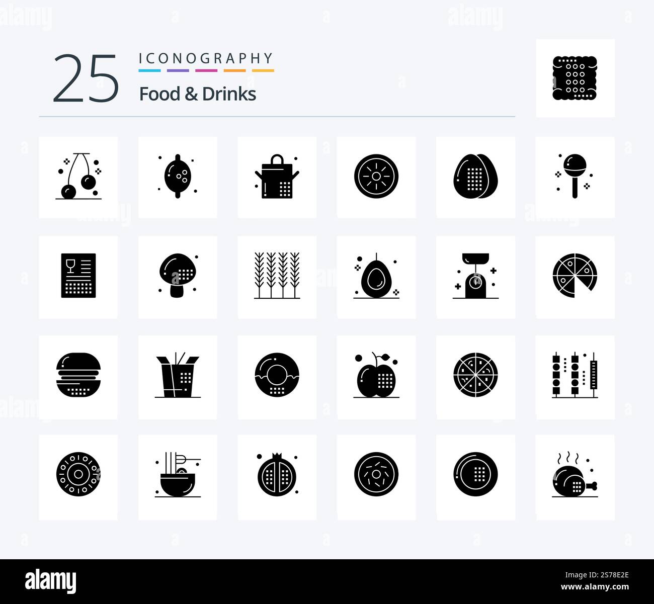 Food & Drinks 25 Solid Glyph icon pack including drinks. meal. food ...