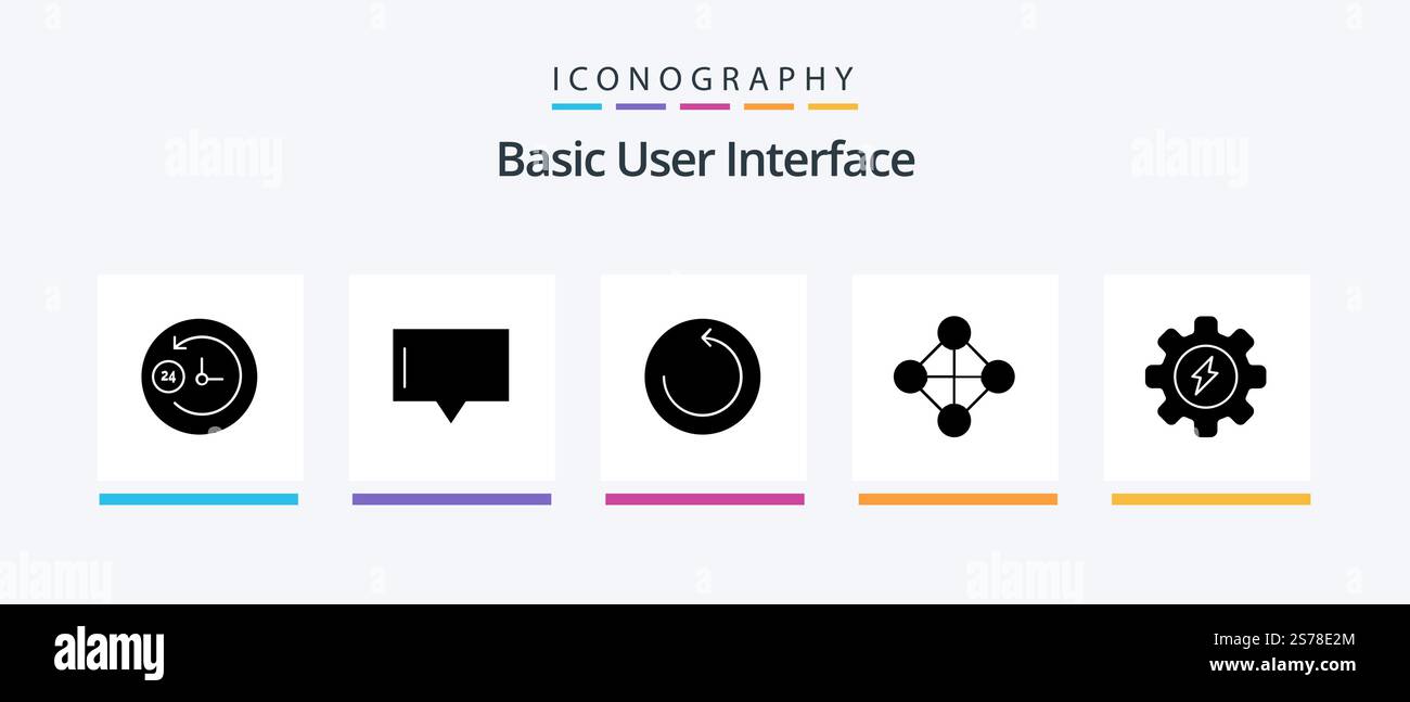 Basic Glyph 5 Icon Pack Including . time machine. process. energy ...