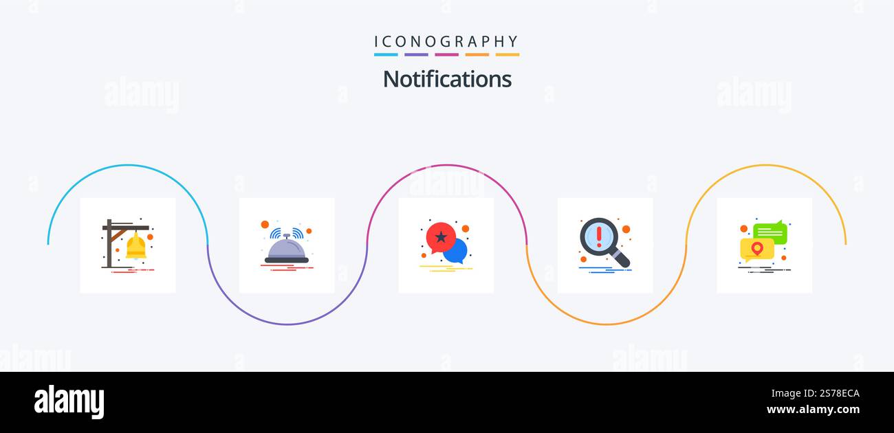 Notifications Flat 5 Icon Pack Including pin. location. notification ...