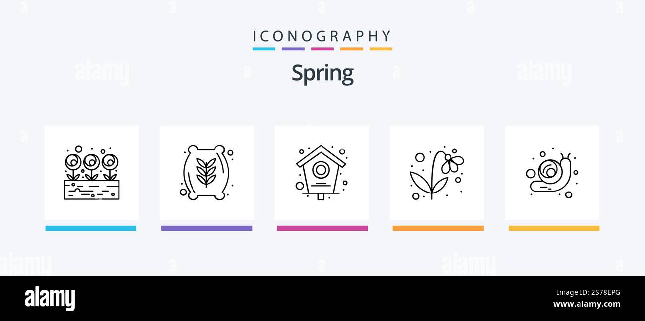 Spring Line 5 Icon Pack Including plant. catkins. seed. growing seed ...