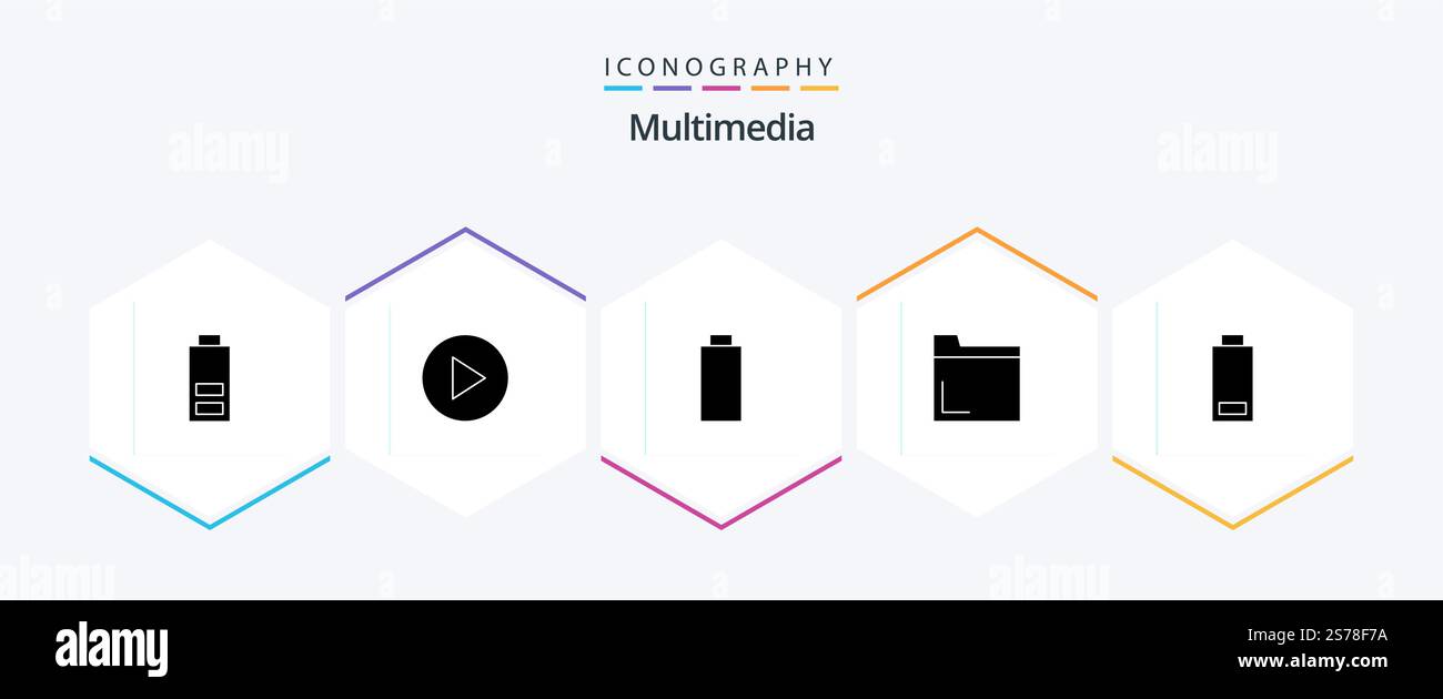 Multimedia 25 Glyph icon pack including . file. . multimedia Stock Vector