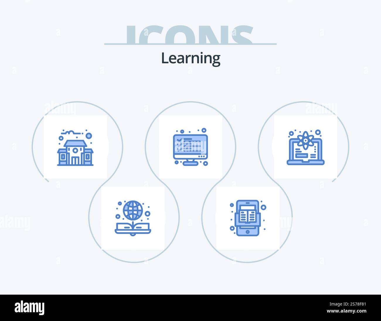 Learning Blue Icon Pack 5 Icon Design. degree. result. building. list ...