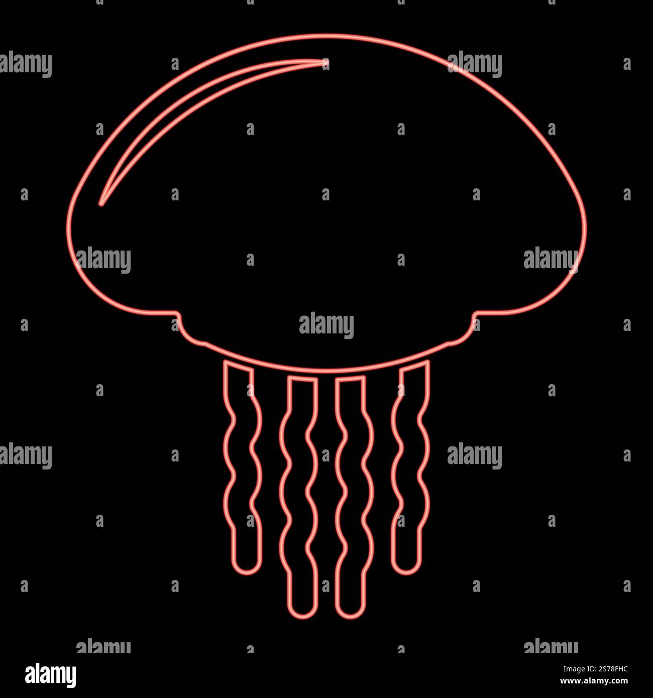 Neon jellyfish red color vector illustration image flat style light ...