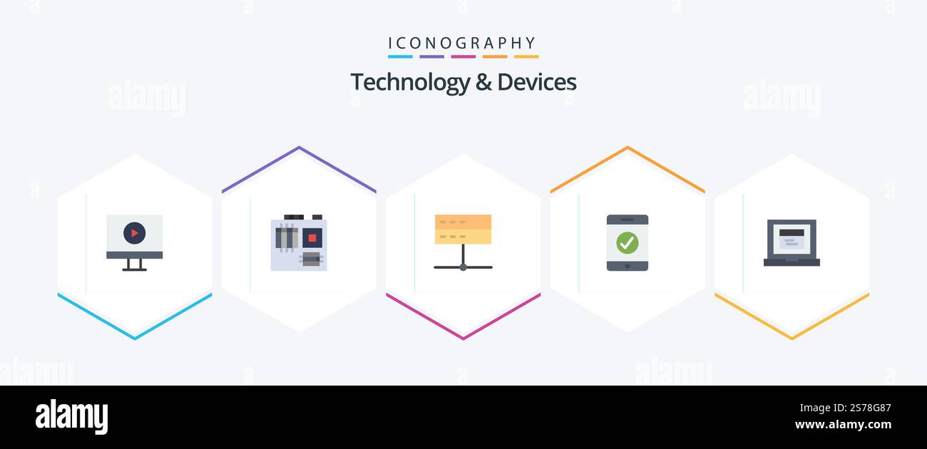 Devices 25 Flat icon pack including . website. devices. laptop. mobile Stock Vector