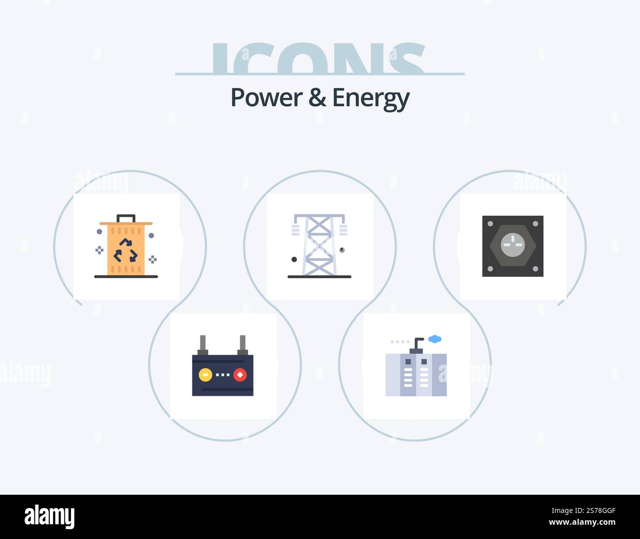 Power And Energy Flat Icon Pack 5 Icon Design. line. electricity ...