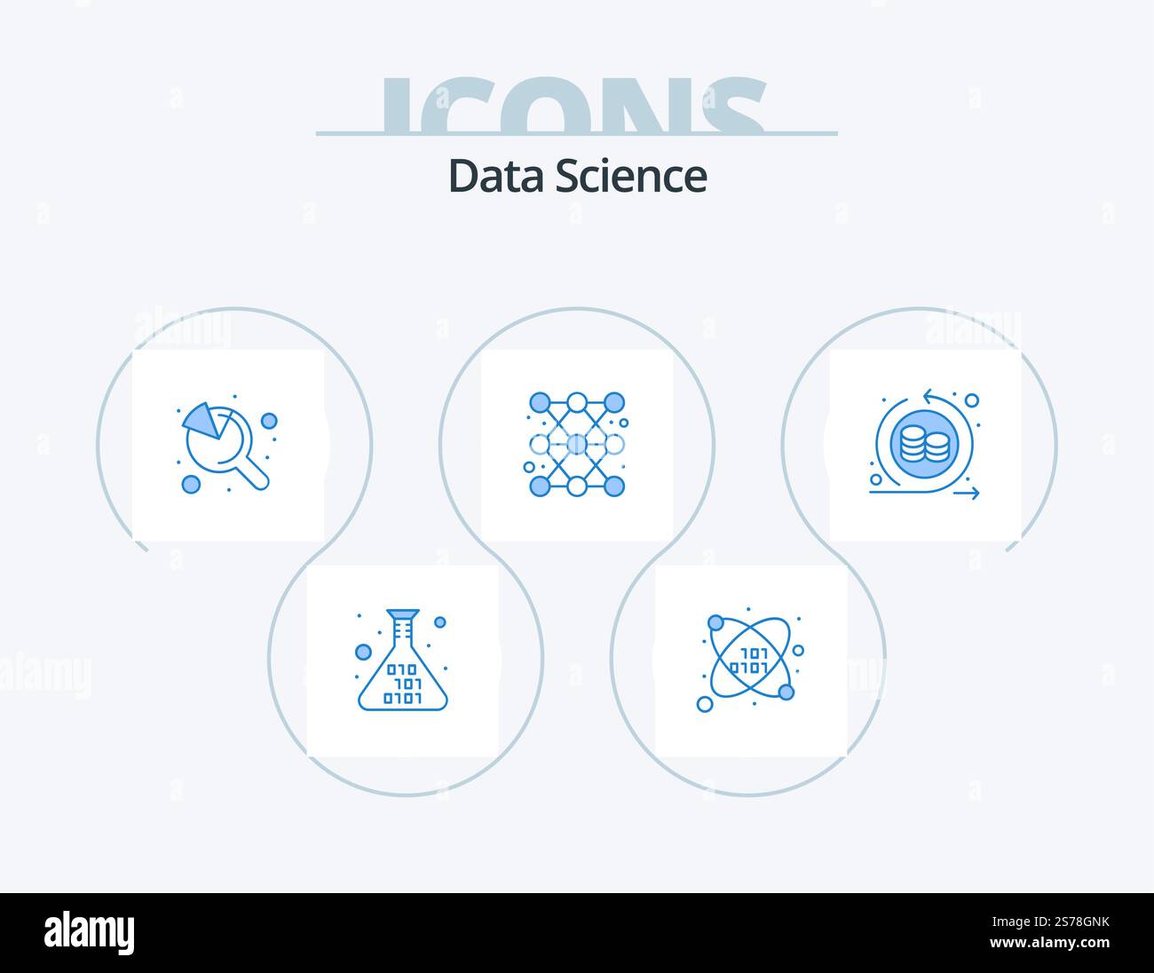 Data Science Blue Icon Pack 5 Icon Design. redo. circle. search. report ...