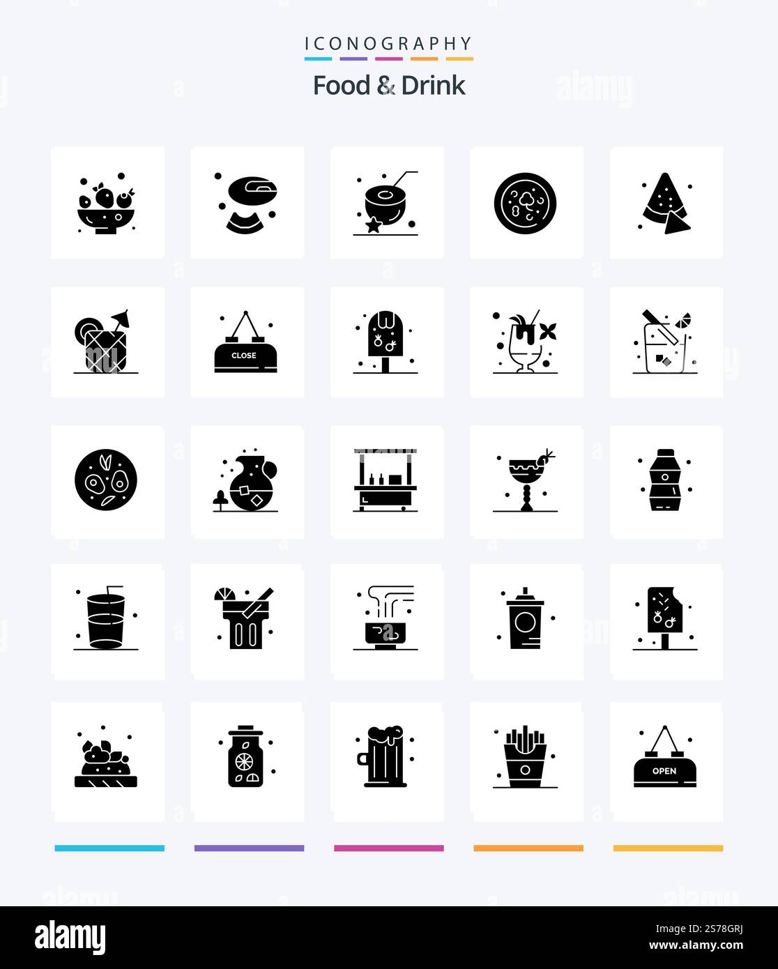 Creative Food And Drink 25 Glyph Solid Black icon pack Such As ...