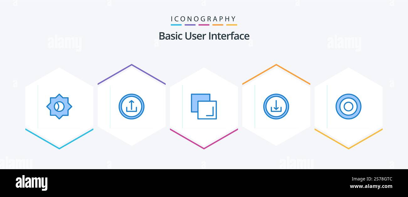 Basic 25 Blue icon pack including line. basic. copy. interface. basic Stock Vector