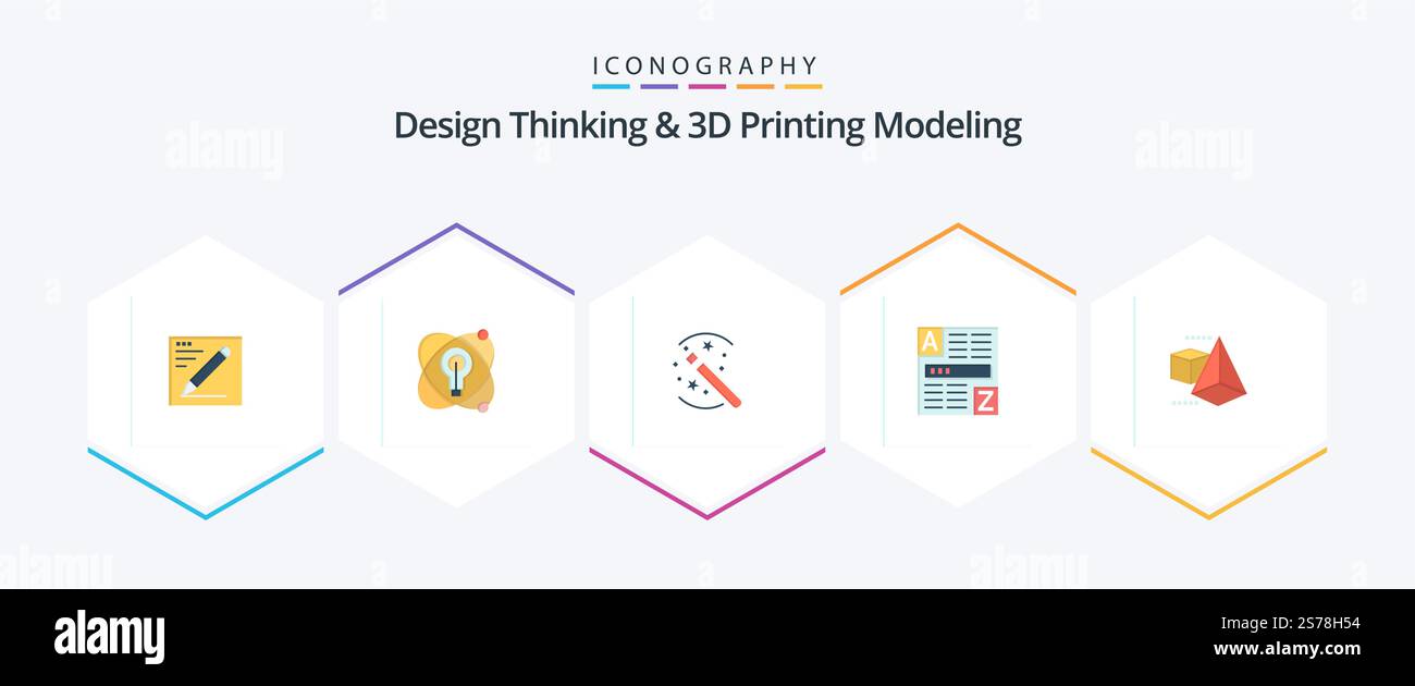 Design Thinking And D Printing Modeling 25 Flat icon pack including box. internet. tricks. code. browser Stock Vector