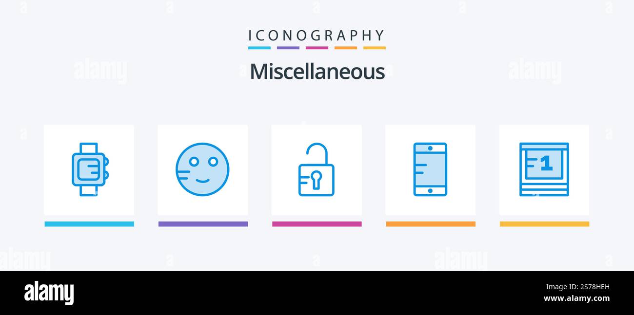 Miscellaneous Blue 5 Icon Pack Including . education. study. study. school. Creative Icons Design Stock Vector