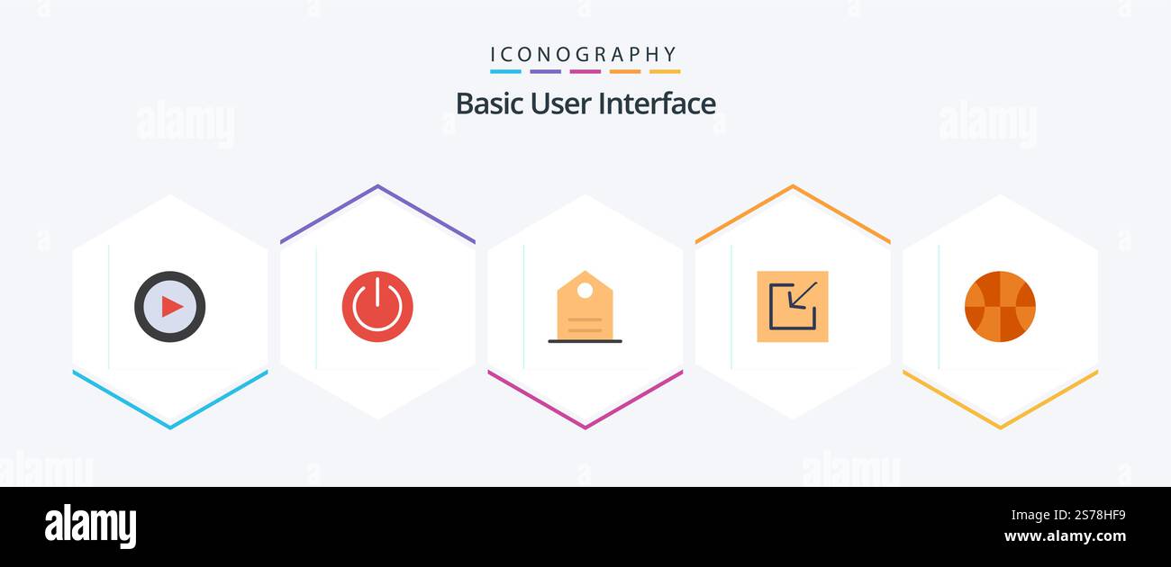 Basic 25 Flat icon pack including set. basic. ui. save. download Stock Vector