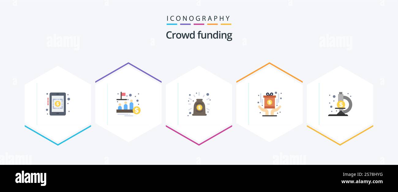 Crowdfunding 25 Flat icon pack including microscope. fund. agreement ...
