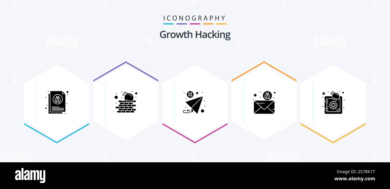Hacking 25 Glyph icon pack including spam. forward. wall. email. send Stock Vector