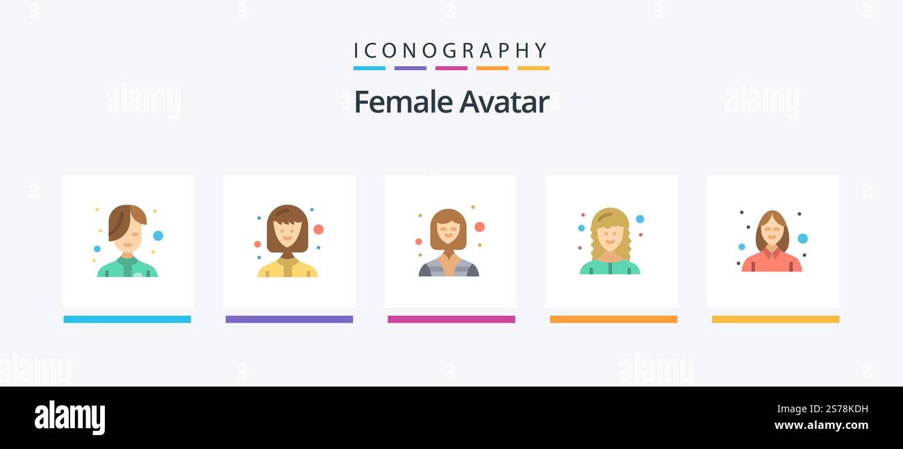 Female Avatar Flat 5 Icon Pack Including woman. avatar. industry. web ...