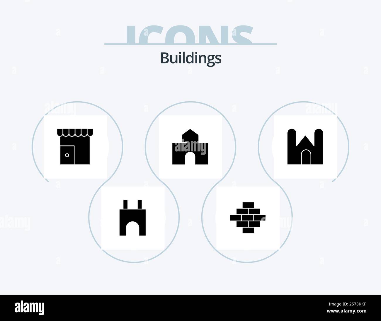 Buildings Glyph Icon Pack 5 Icon Design. construction. bricks. landmark ...