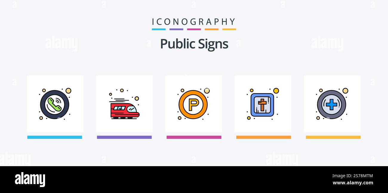 Public Signs Line Filled 5 Icon Pack Including public. arrow. public ...
