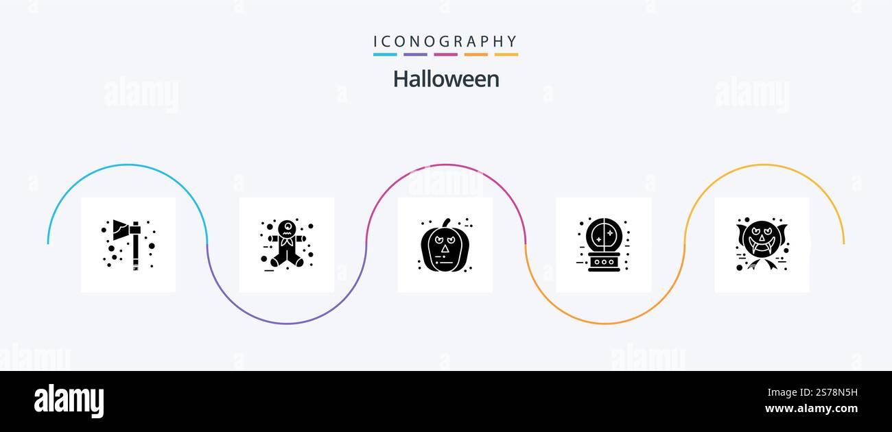 Halloween Glyph 5 Icon Pack Including ghost. character. halloween. magic. future Stock Vector