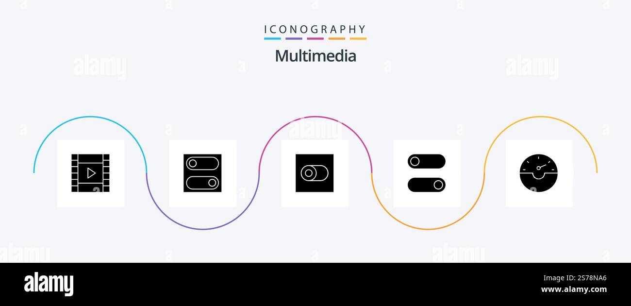 Multimedia Glyph 5 Icon Pack Including . toggle Stock Vector Image ...