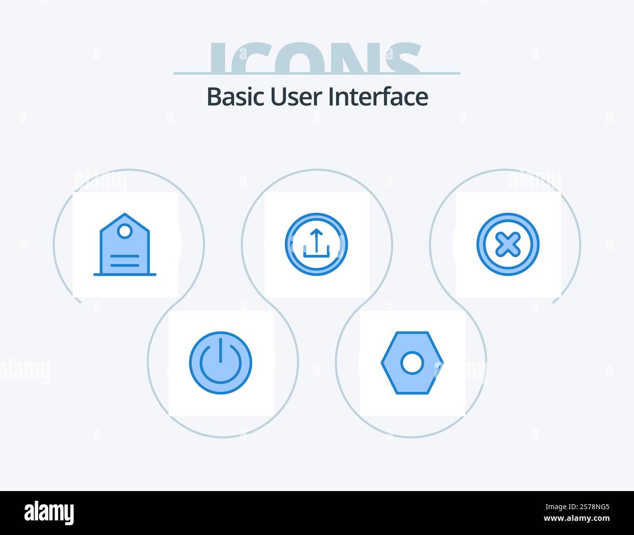 Basic Blue Icon Pack 5 Icon Design. canceled. navigation. basic. mobile. basic Stock Vector