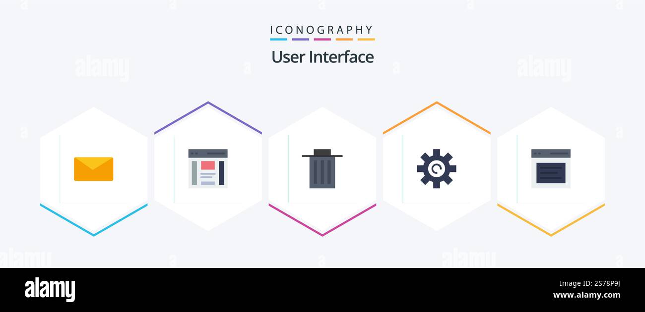 User Interface 25 Flat icon pack including user. interface. sidebar. gear. user Stock Vector