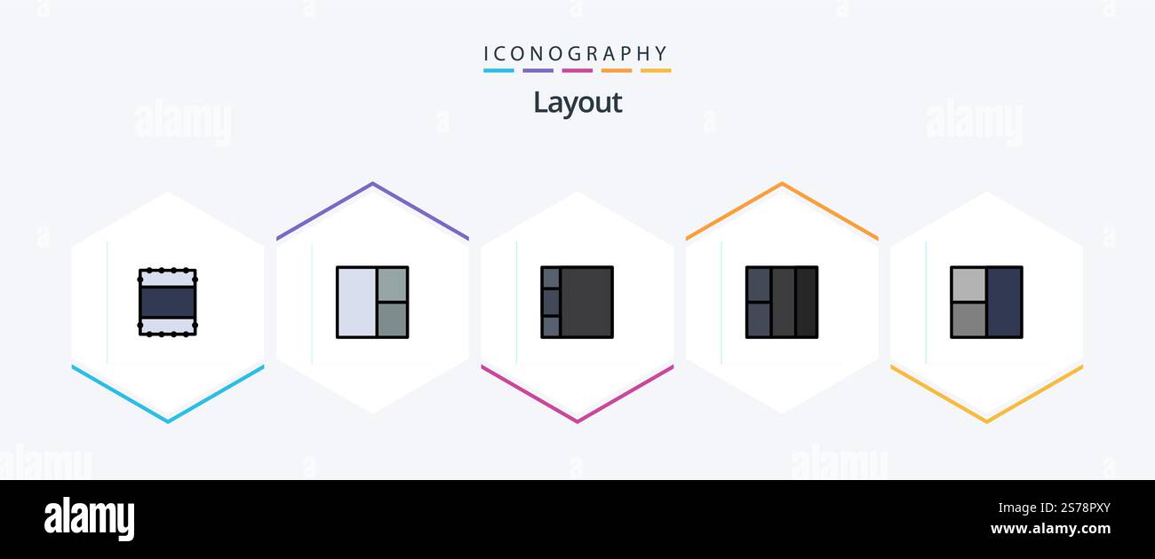 Layout 25 FilledLine icon pack including . Stock Vector