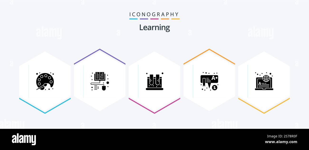 Learning 25 Glyph icon pack including internet. preschool. jar. learning. education Stock Vector