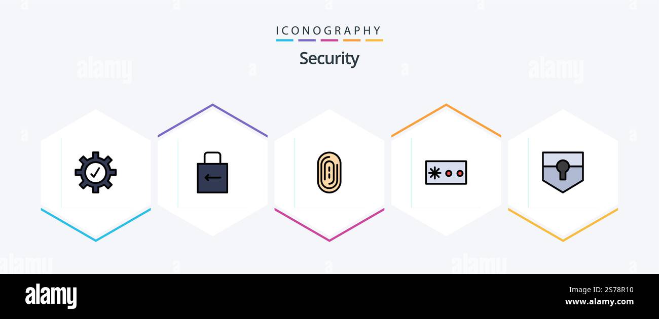 Security 25 FilledLine icon pack including . security. fingerprint. protect. security Stock Vector