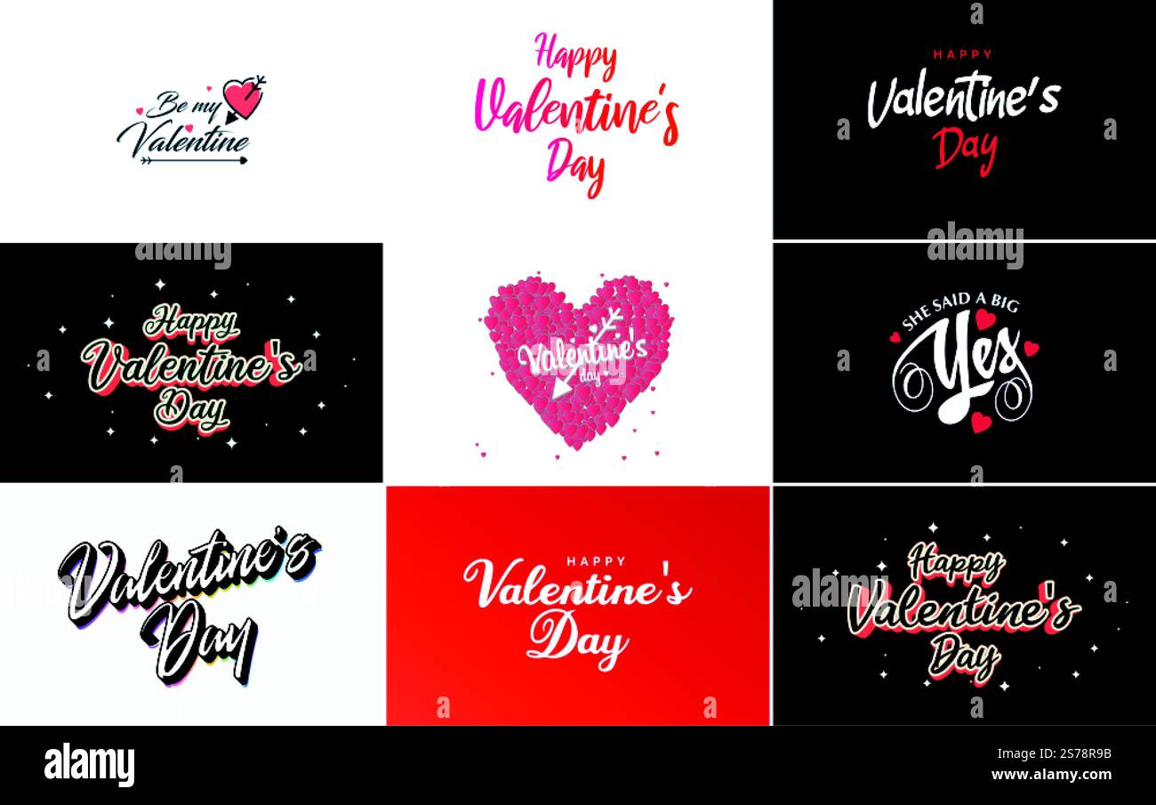 Happy Valentine’s Day hand lettering calligraphy text and heart ...