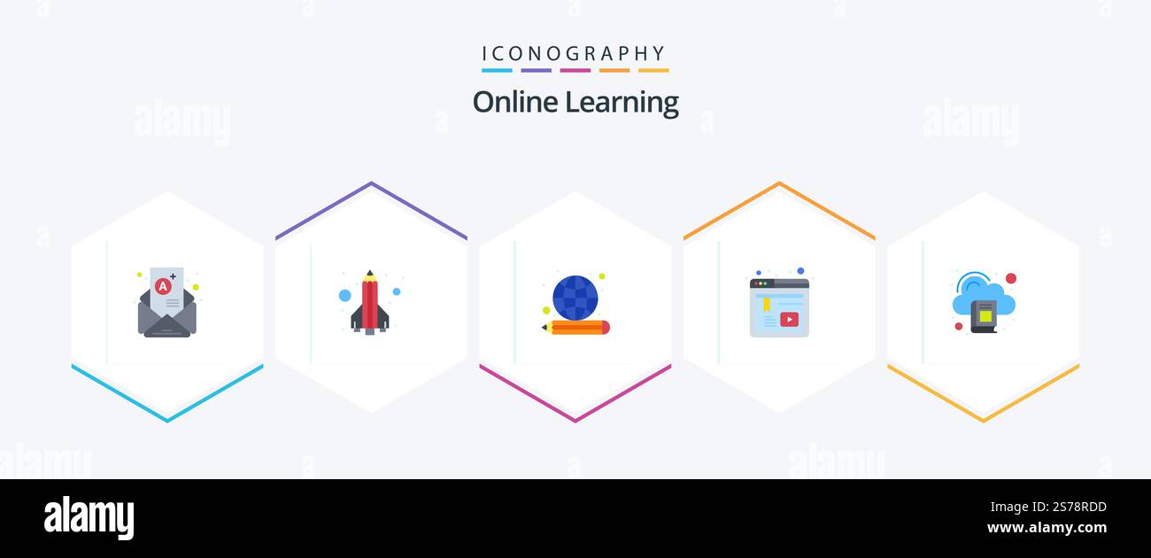 Online Learning 25 Flat icon pack including cloud. web. rocket. online ...